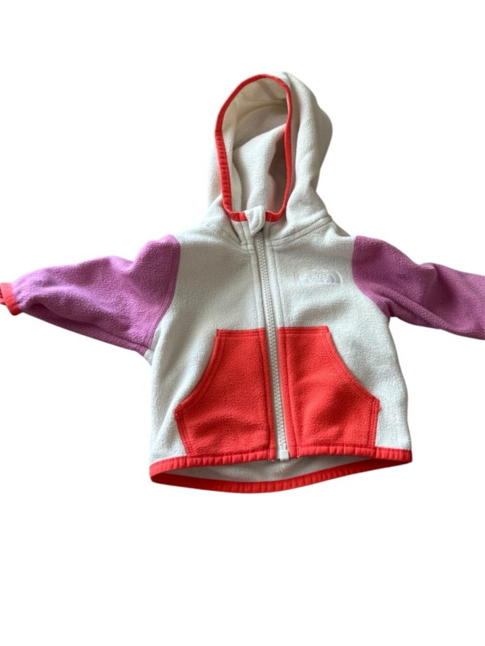 The North Face Infant Fleece Hoodie 0-3M Cream Pink Coral Full Zip Jacket